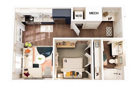 Floor plan for studio, 1 bath, 548 sqft